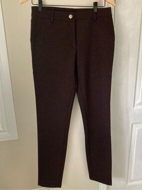 Paz Torras Slim Straight Patterned Pants in Dark Brown